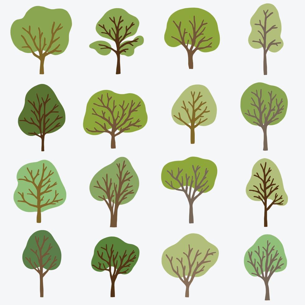 eenvoud boom uit de vrije hand tekening vlak ontwerp. vector