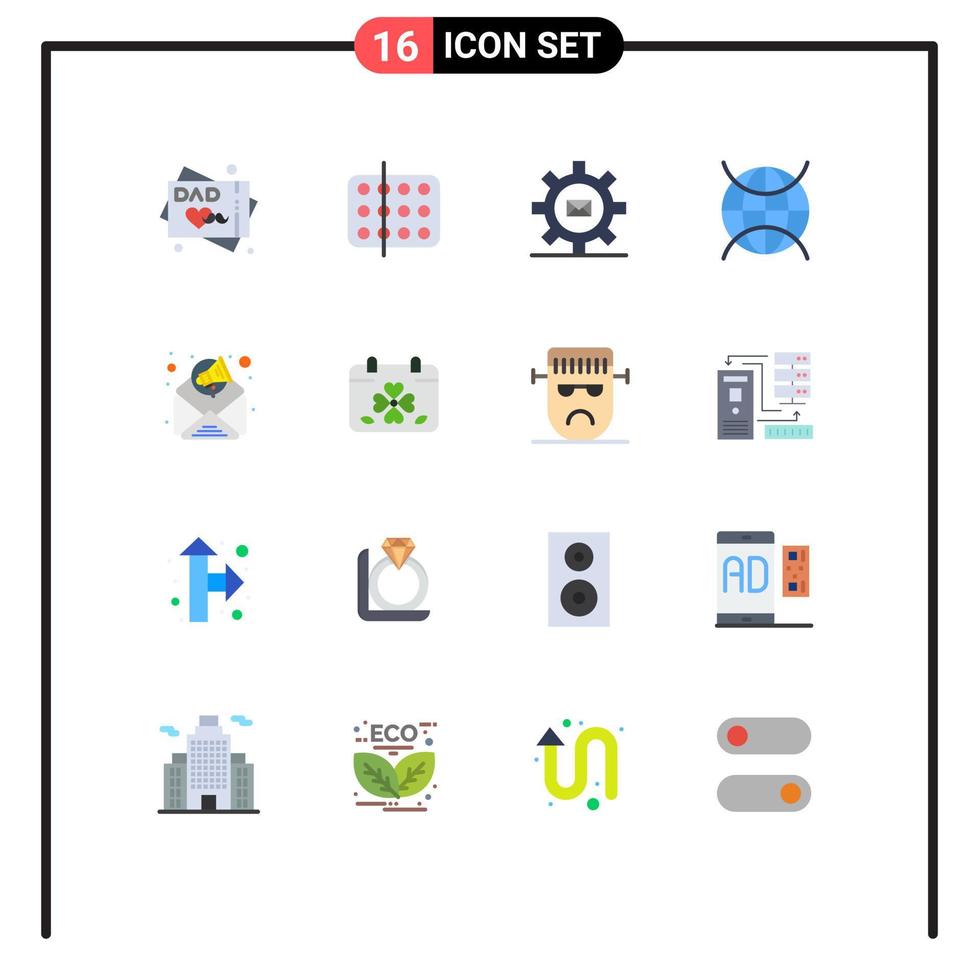 groep van 16 vlak kleuren tekens en symbolen voor advertentie iot instelling internet van dingen bericht bewerkbare pak van creatief vector ontwerp elementen