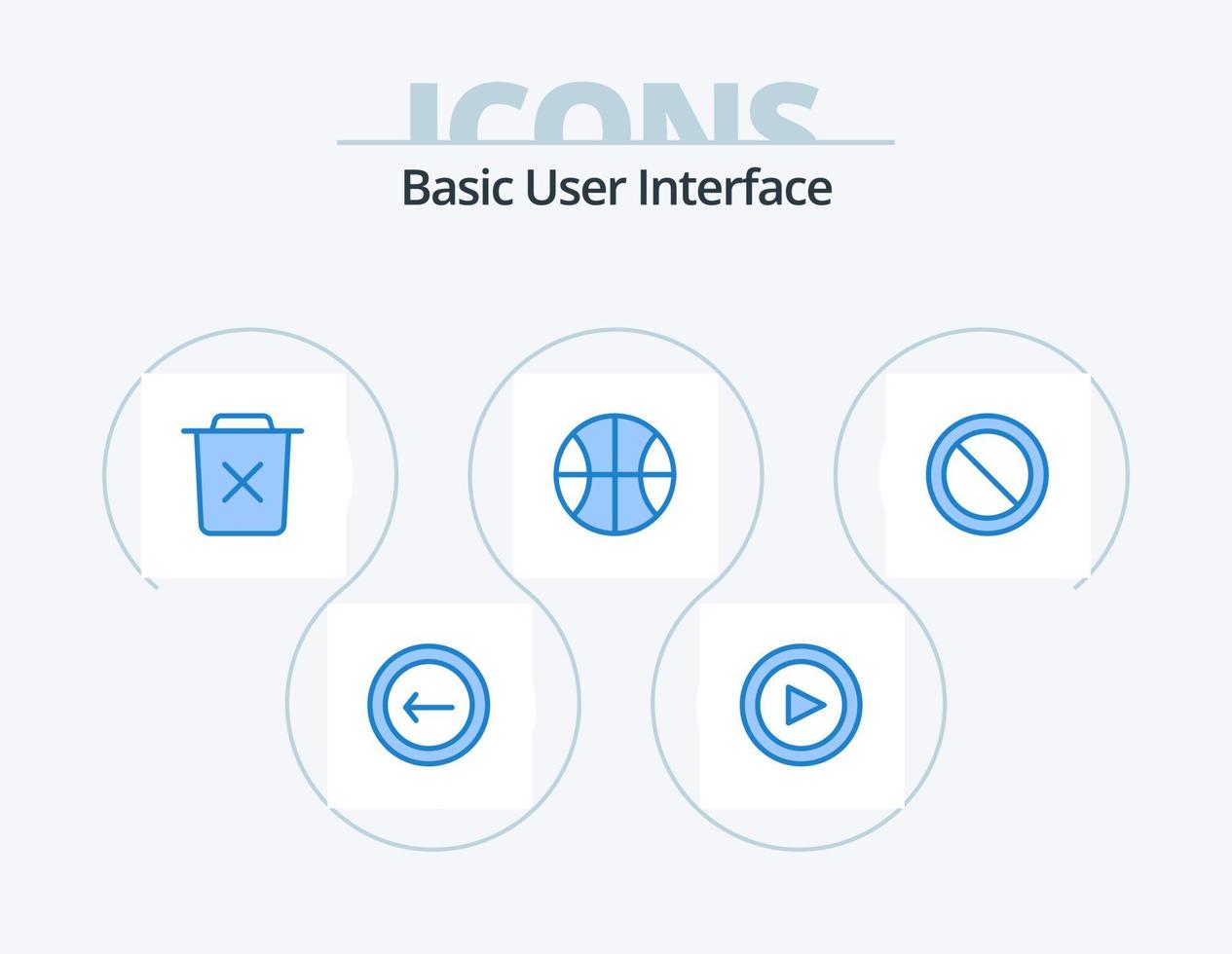 eenvoudig blauw icoon pak 5 icoon ontwerp. verbieden. set. eenvoudig. uitschot vector