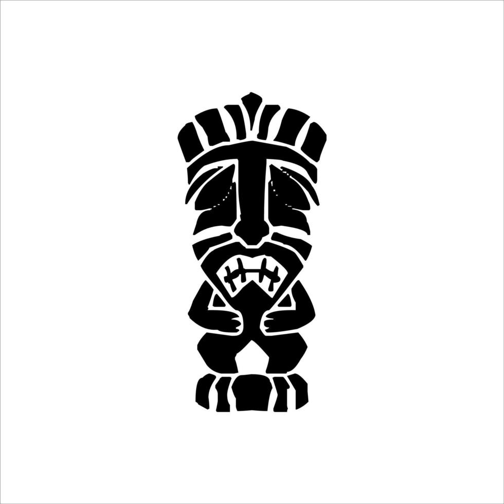 silhouet van tiki afgod icoon. gemakkelijk illustratie van een tiki afgod icoon voor web ontwerp geïsoleerd Aan een wit achtergrond, tiki tribal houten masker, tropisch exotisch fabriek en bamboe bord. traditioneel Hawaii vector