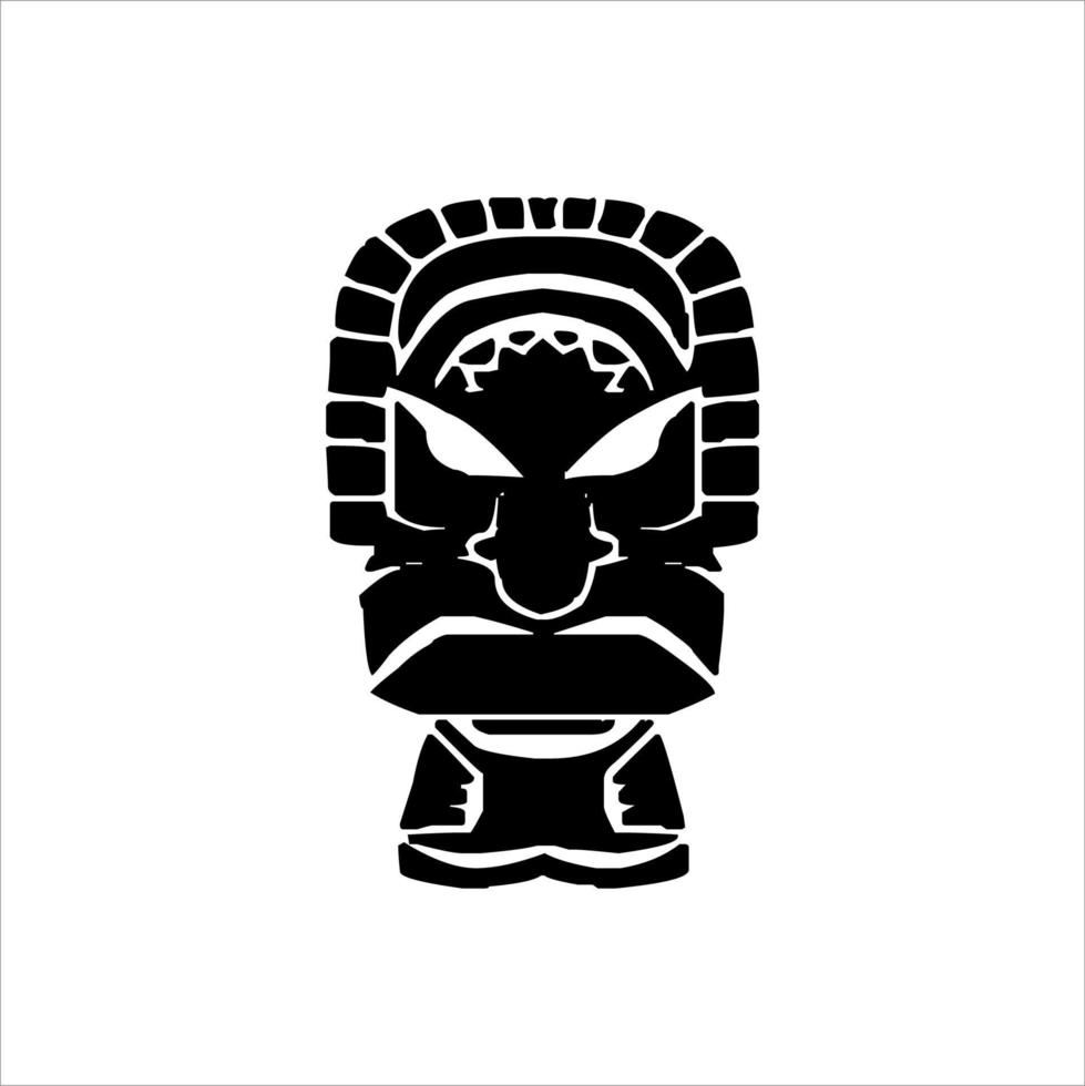 silhouet van tiki afgod icoon. gemakkelijk illustratie van een tiki afgod icoon voor web ontwerp geïsoleerd Aan een wit achtergrond, tiki tribal houten masker, tropisch exotisch fabriek en bamboe bord. traditioneel Hawaii vector