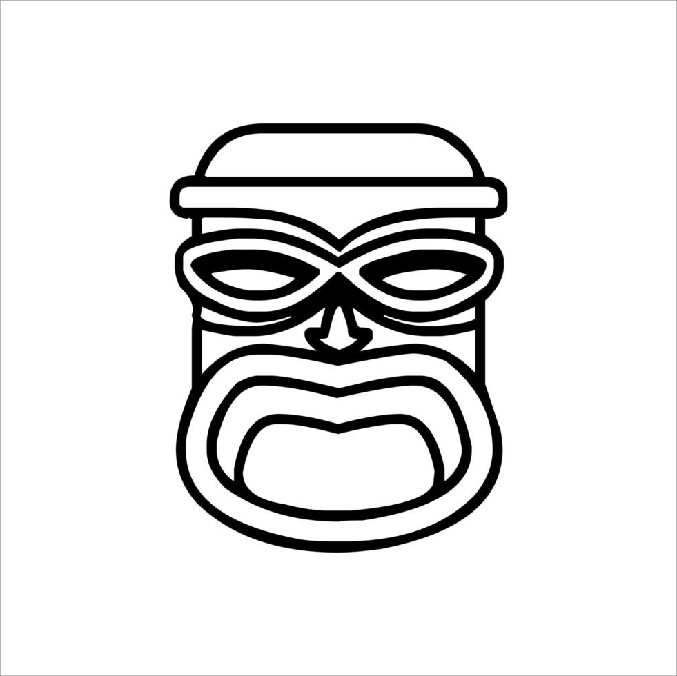 silhouet van tiki afgod icoon. gemakkelijk illustratie van een tiki afgod icoon voor web ontwerp geïsoleerd Aan een wit achtergrond, tiki tribal houten masker, tropisch exotisch fabriek en bamboe bord. traditioneel Hawaii vector