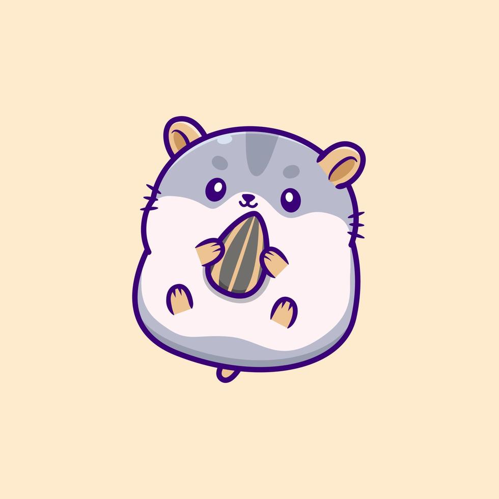 schattige hamster eten zonnebloemzaad cartoon vectorillustratie pictogram. dierlijk voedsel pictogram concept geïsoleerde premium vector. platte cartoonstijl vector