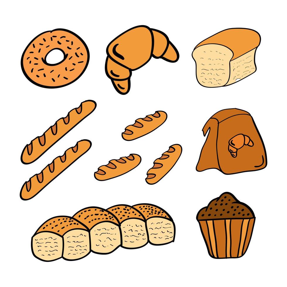 hand- getrokken brood illustratie vector