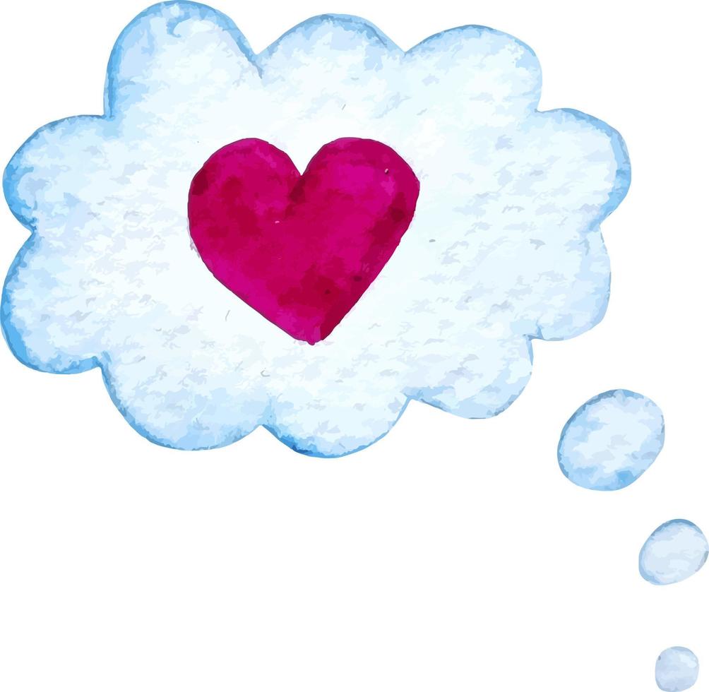toespraak bubbel icoon denken over liefde hart in de wolk waterverf sticker vector