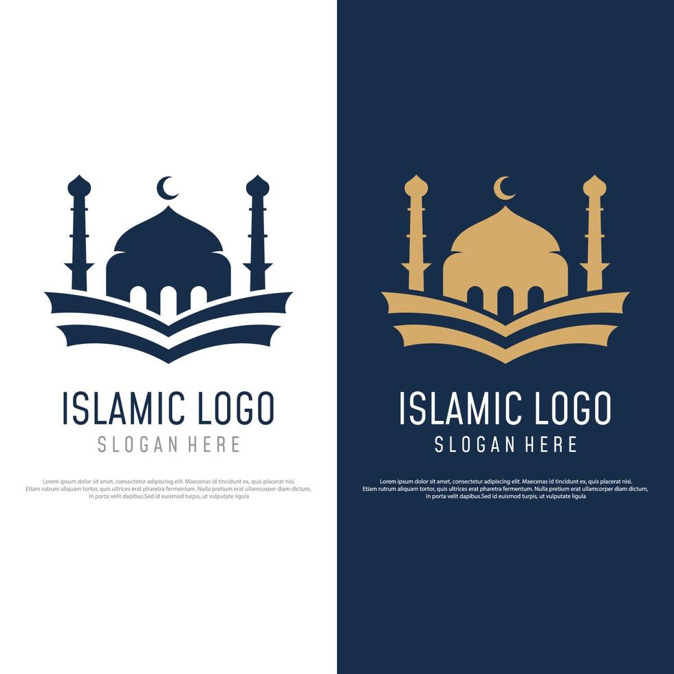 uniek, modern en creatief luxe moskee logo sjabloon met monogram.logo voor islamitisch, ramadan, bedrijf. vector