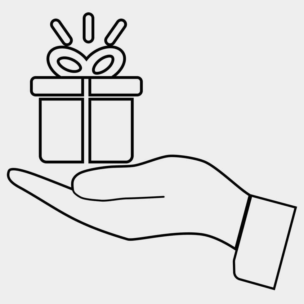 geschenk doos in hand. pictogram van e-mail in hand- doos vector