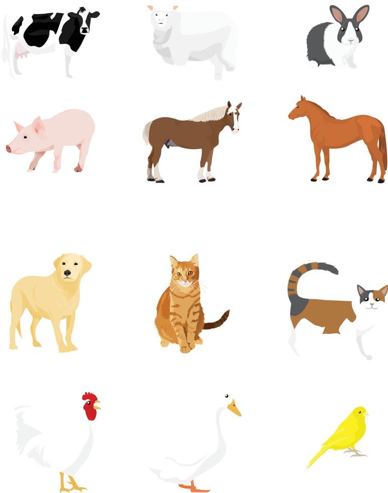 selectie van huisdier huiselijk boerderij dieren illustratie vector