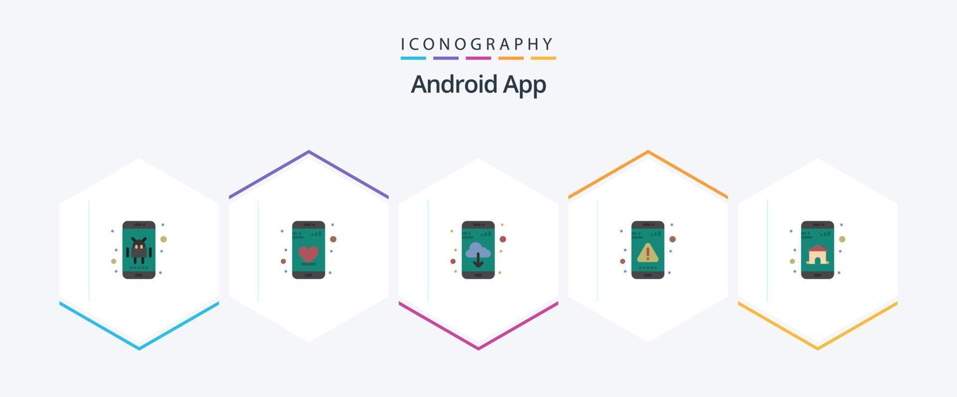 android app 25 vlak icoon pak inclusief slim. app. app downloaden. bericht. wisselwerking vector