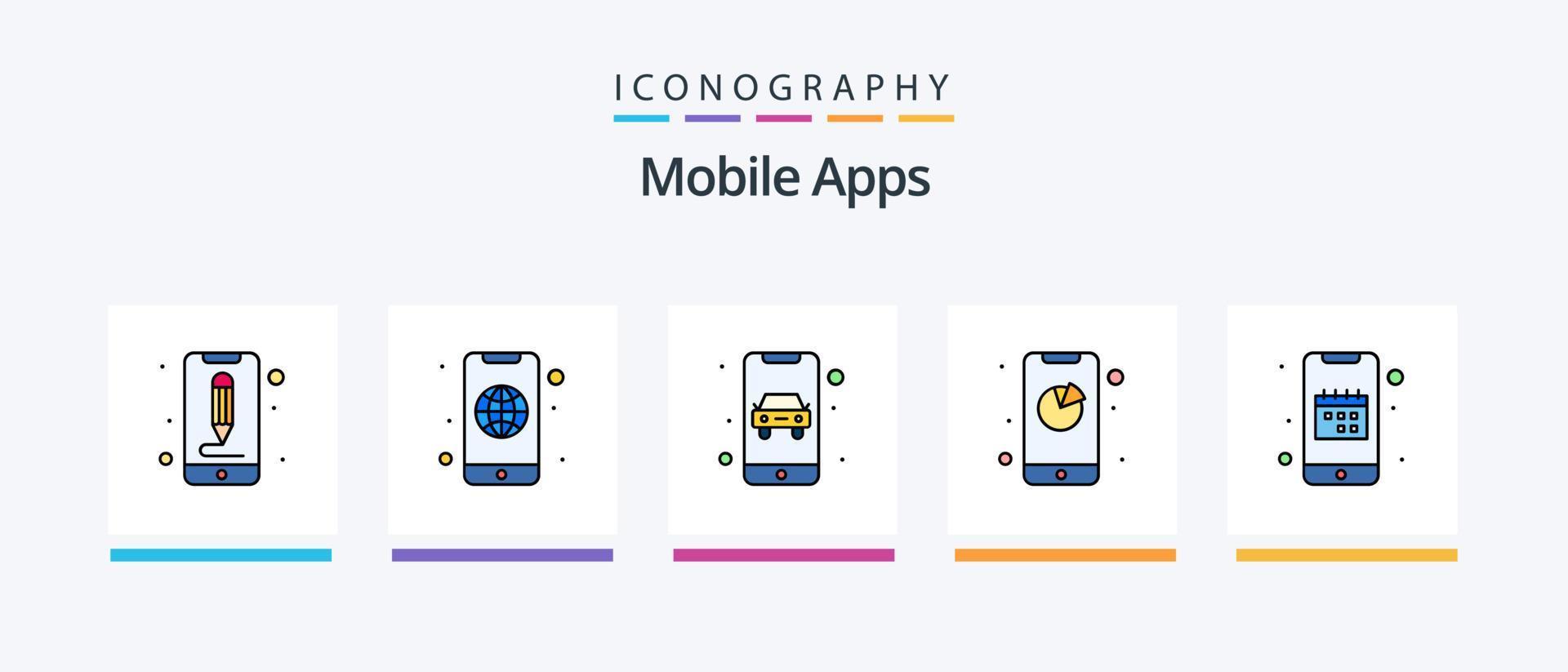 mobiel apps lijn gevulde 5 icoon pak inclusief app. interactie. mobiel. app. online. creatief pictogrammen ontwerp vector