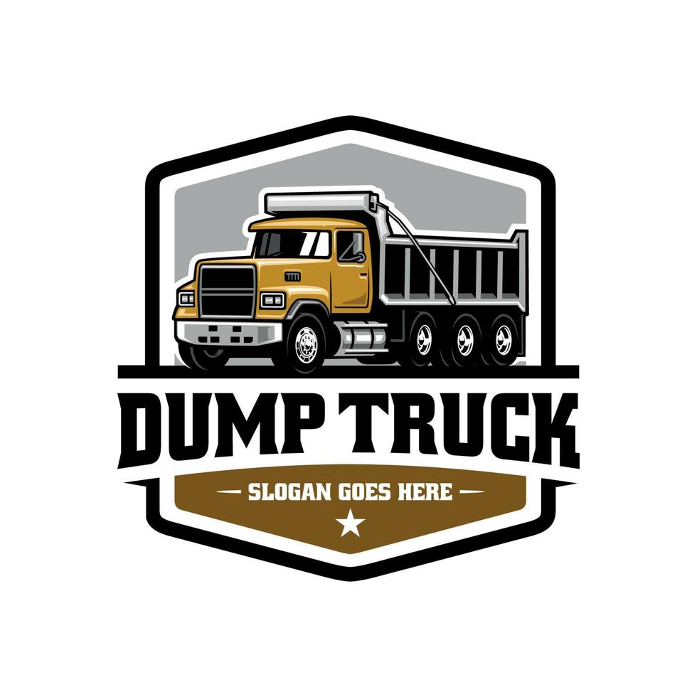 dump vrachtauto illustratie logo vector in embleem stijl