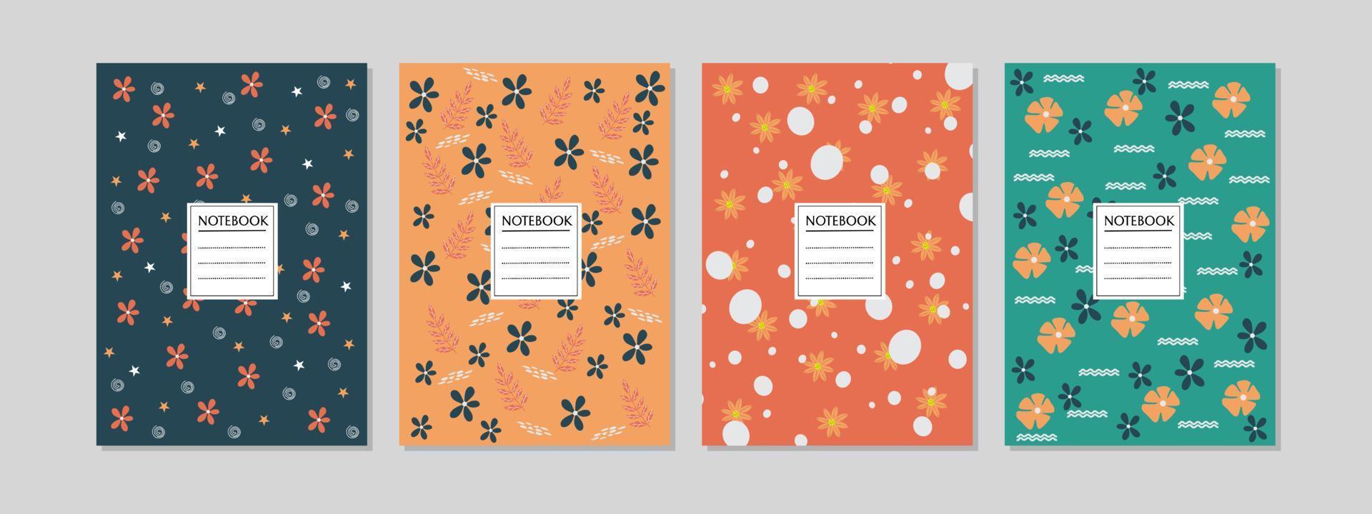 hand- getrokken bloemen patroon boek covers set. mooi en schattig ontwerp. a4 grootte voor notitieboekjes, planners, uitnodiging, boeken, catalogi vector