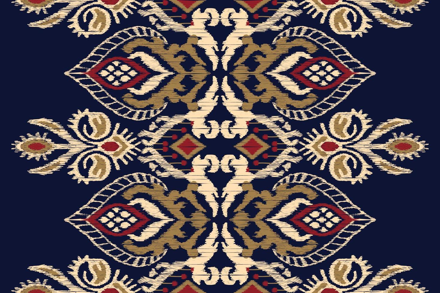 ikat bloemen paisley borduurwerk Aan marine blauw achtergrond.geometrisch etnisch oosters patroon traditioneel.azteken stijl abstract vector illustratie.ontwerp voor textuur, stof, kleding, verpakking, decoratie.