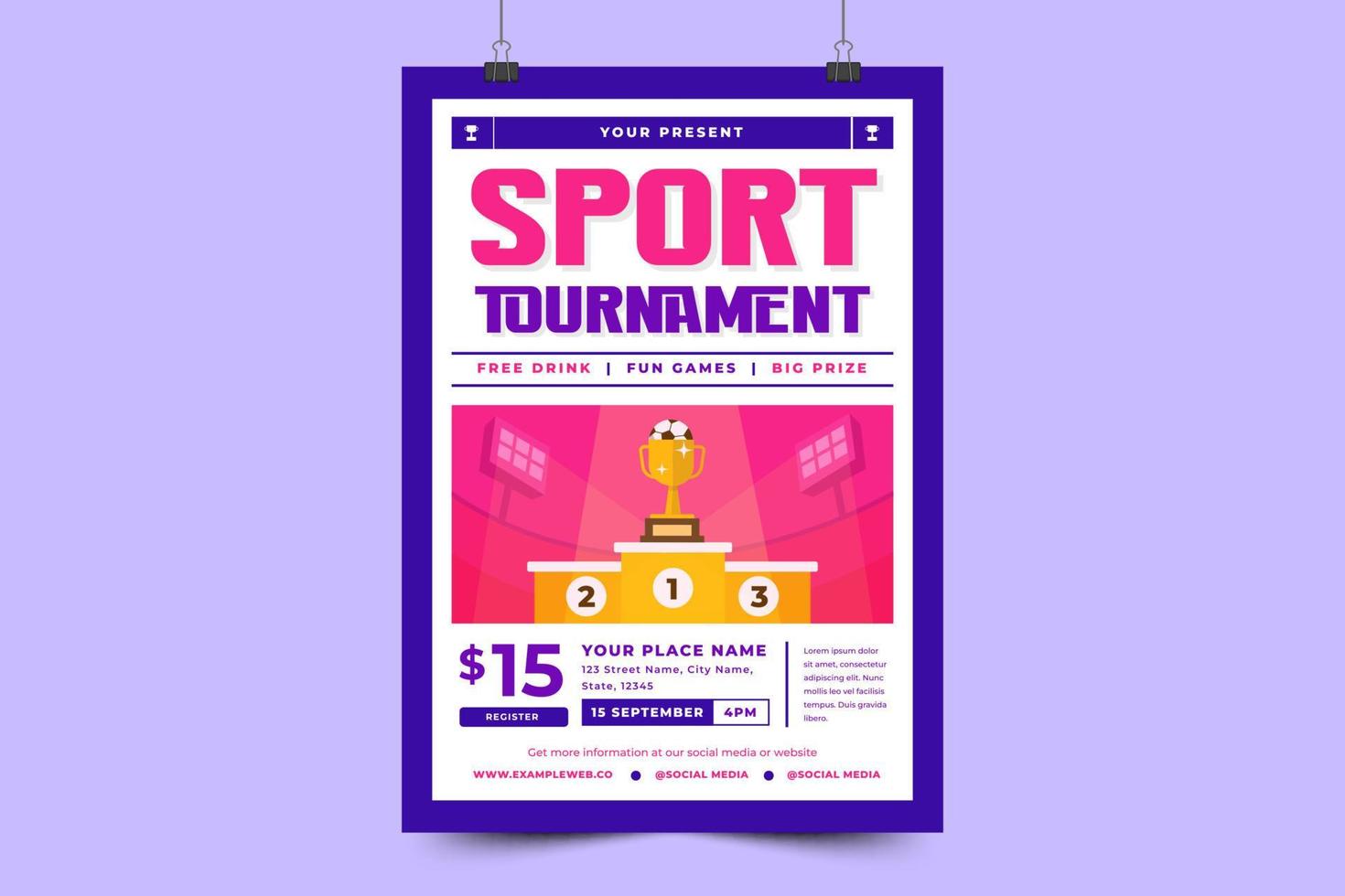 Amerikaans voetbal toernooi, sport evenement folder of poster ontwerp sjabloon gemakkelijk naar aanpassen vector