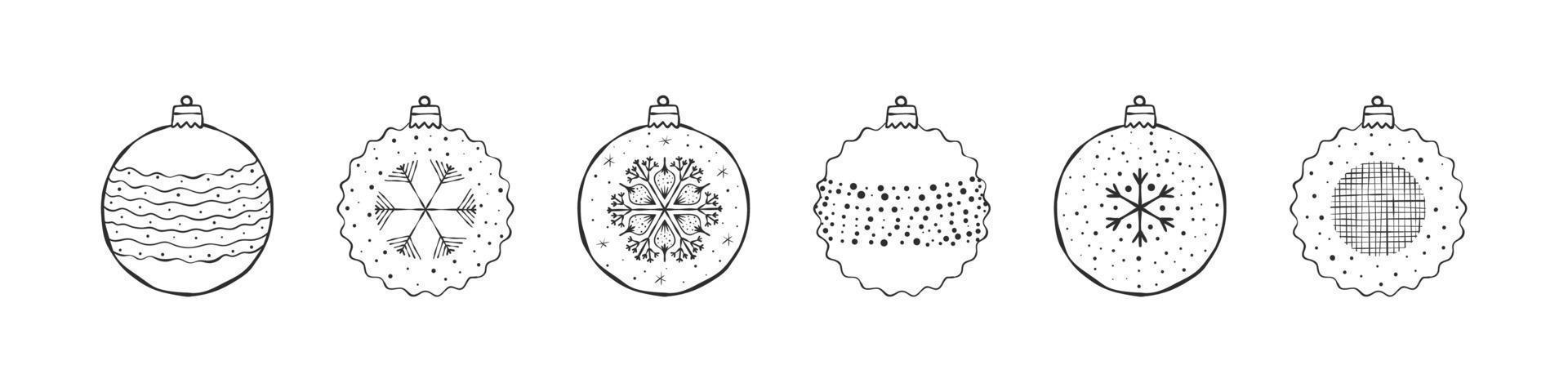 Kerstmis decoratie. hand- getrokken afbeeldingen. Kerstmis tekens. Kerstmis boom ballen. vector afbeeldingen