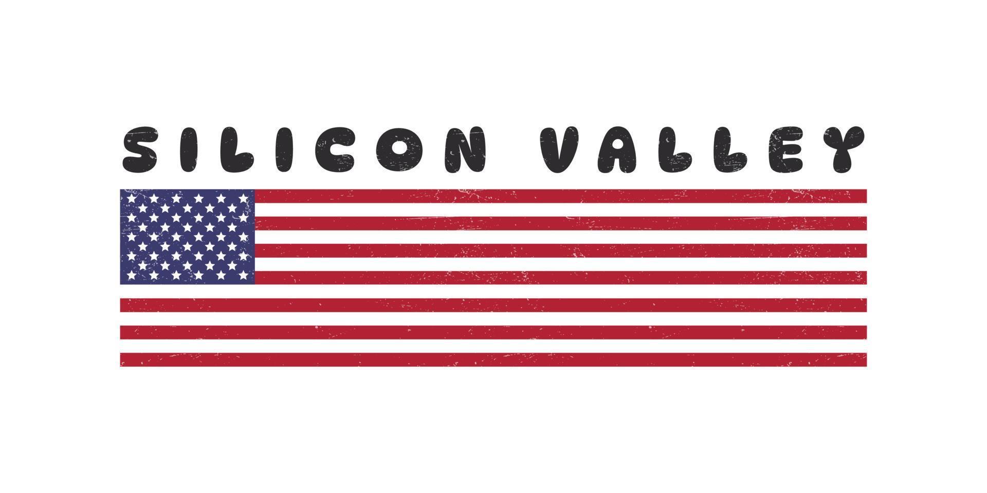 silicium vallei inscriptie. getextureerde Verenigde Staten van Amerika vlag met inscriptie. vector illustratie