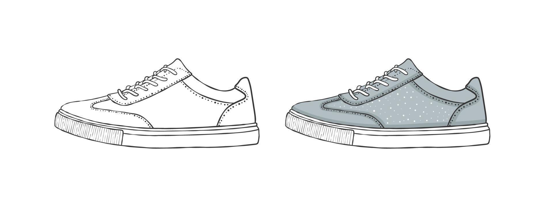 geschilderd schoenen. sportschoenen of instappers. tekening stijl afbeeldingen. vector illustratie