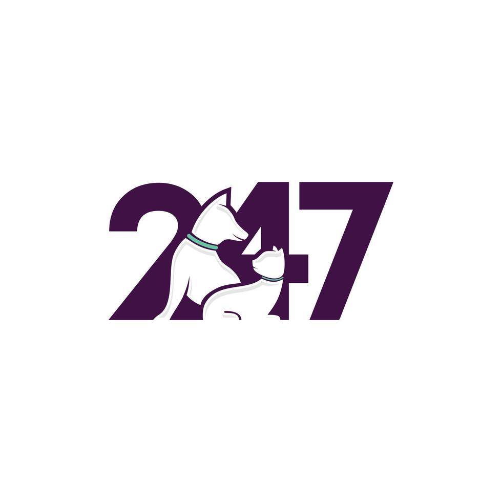 huisdieren logo hond kat met aantal 247 vector