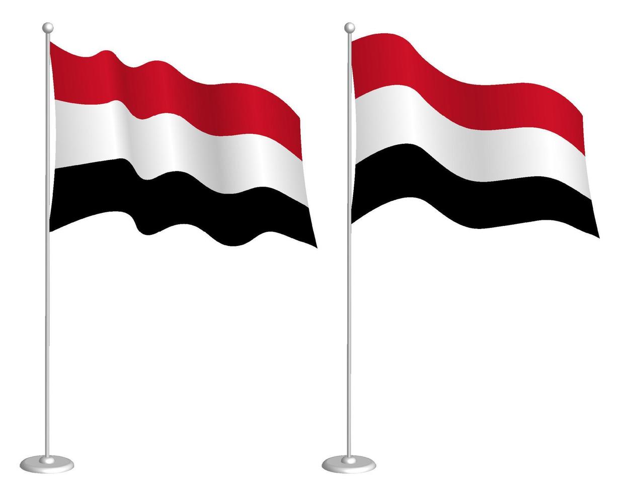 vlag van Jemen republiek Aan vlaggenmast golvend in wind. vakantie ontwerp element. controlepost voor kaart symbolen. geïsoleerd vector Aan wit achtergrond