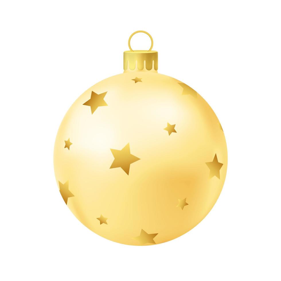 geel Kerstmis boom bal met goud ster vector