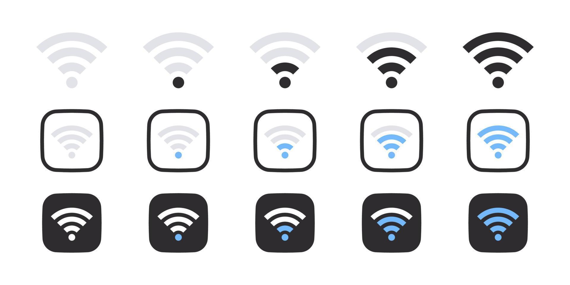 draadloze en Wifi pictogrammen. modern Wifi signaal pictogrammen. draadloze internet symbool. vector pictogrammen