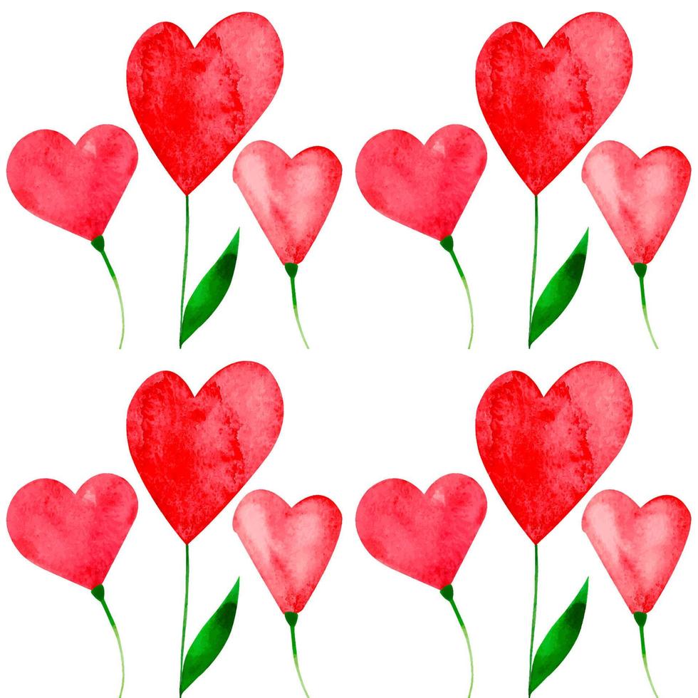 naadloos patroon met hand- geschilderd waterverf rood liefde bloemen vector