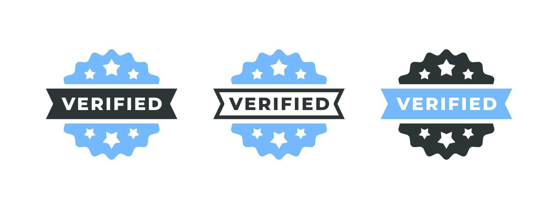 verificatie pictogrammen. geverifieerd badges concept. controleren merken. pictogrammen voor sociaal media. vector illustratie