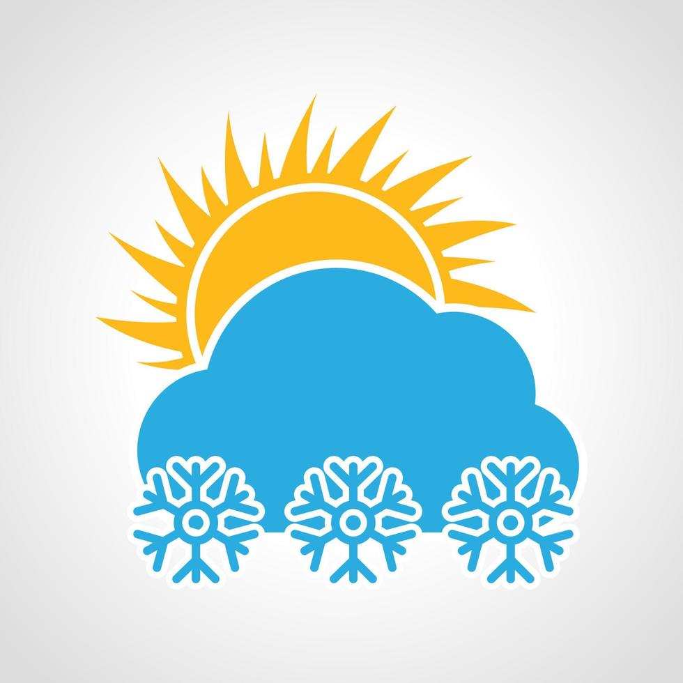 sneeuwval in zonnig dag icoon. veelkleurig weer icoon Aan wit achtergrond. vector illustratie.