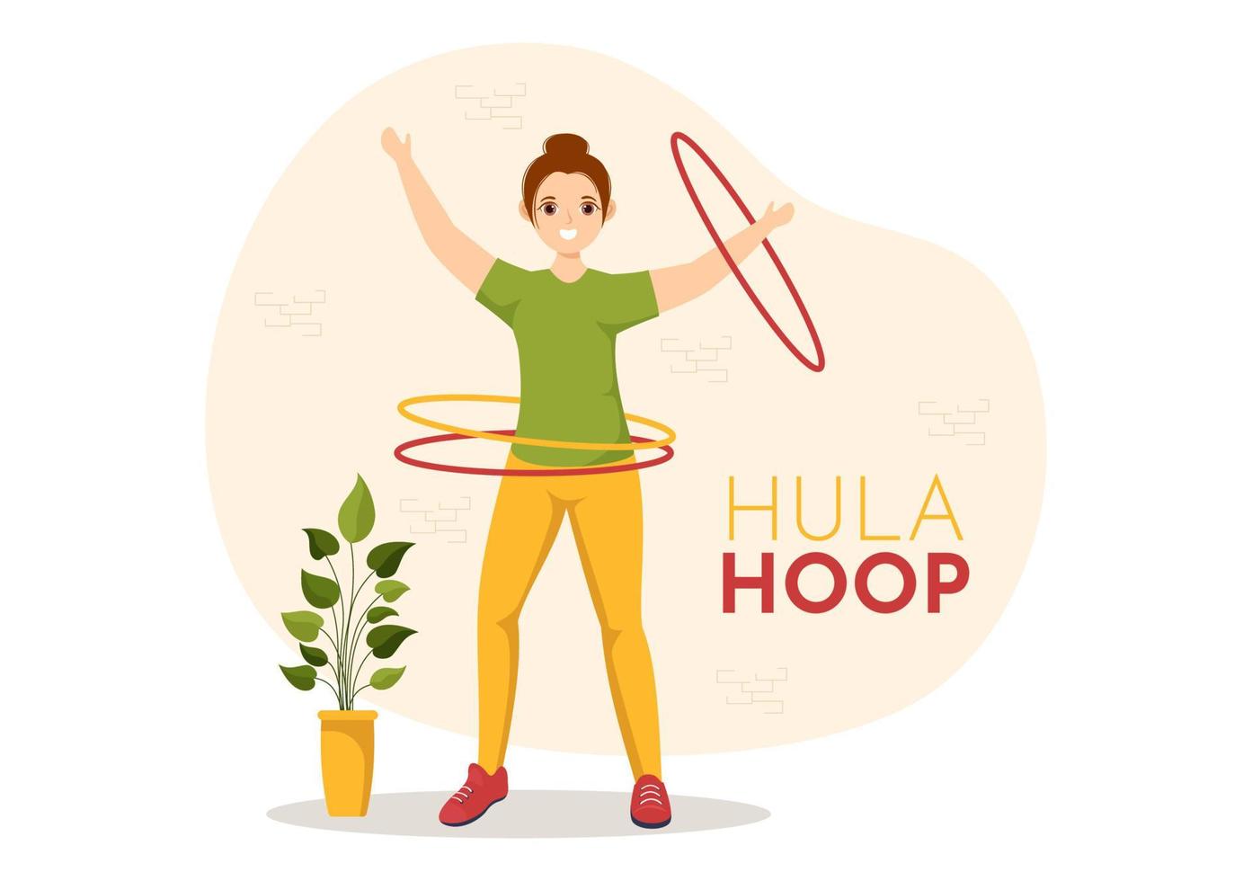 hula hoepel illustratie met mensen oefenen spelen hula hoepels en geschiktheid opleiding in sport- werkzaamheid vlak tekenfilm hand- getrokken Sjablonen vector