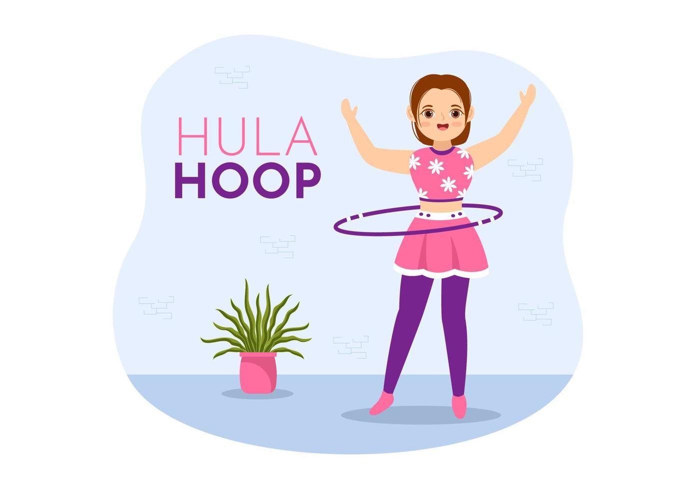 hula hoepel illustratie met mensen oefenen spelen hula hoepels en geschiktheid opleiding in sport- werkzaamheid vlak tekenfilm hand- getrokken Sjablonen vector