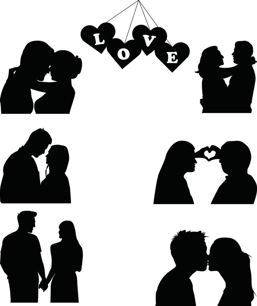 paar in liefde silhouet geïsoleerd Aan wit achtergrond vector