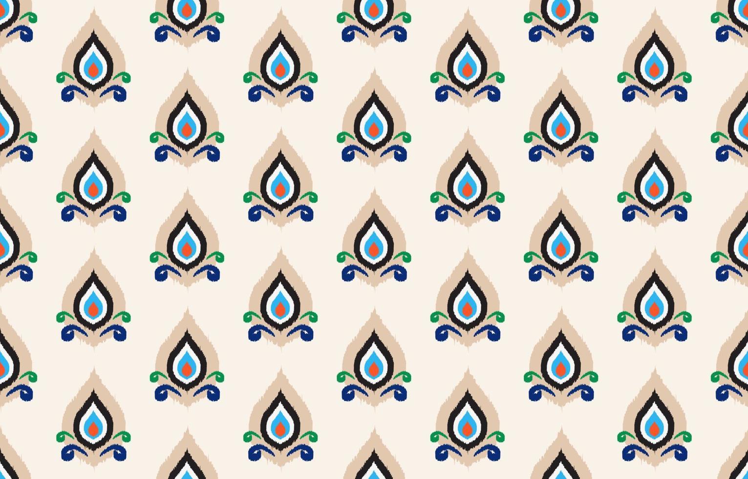 etnisch patroon ikat naadloos. meetkundig tribal Afrikaanse Indisch traditioneel borduurwerk vector achtergrond. aztec kleding stof tapijt batik ornament chevron textiel decoratie behang