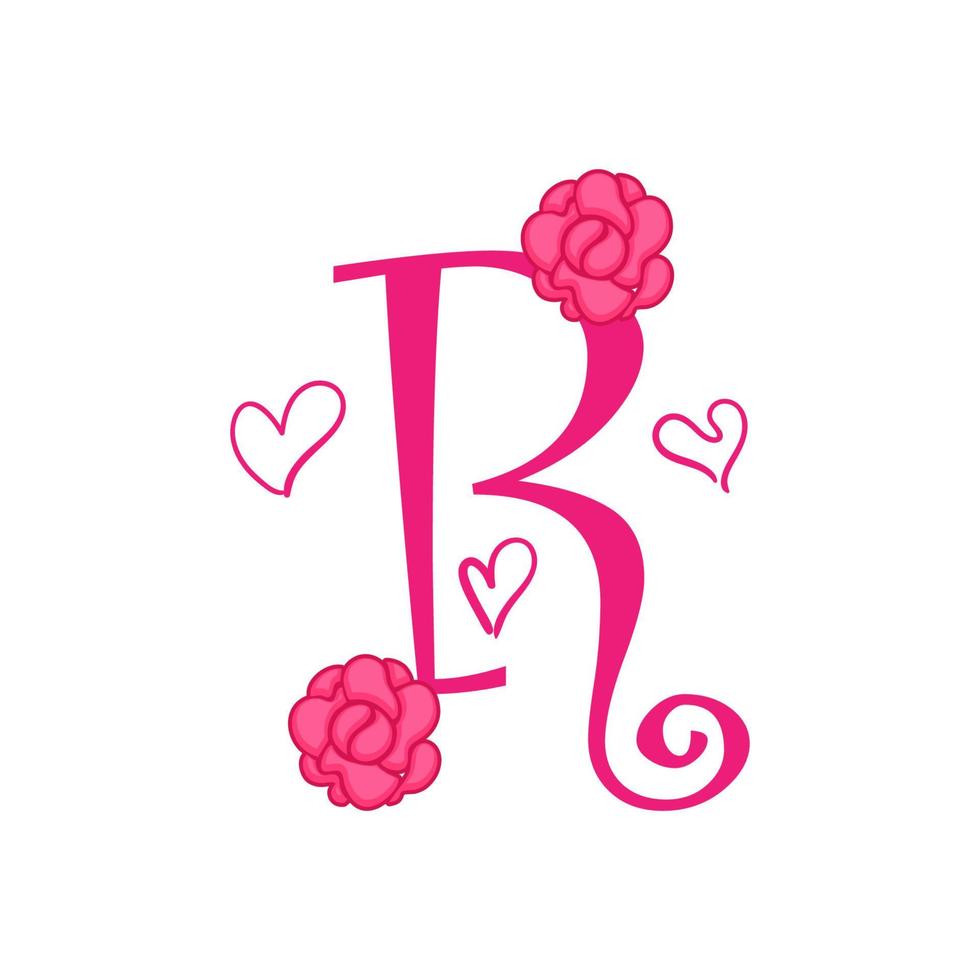 typografie vector illustratie valentijn, bloem, liefde in roze kleur.