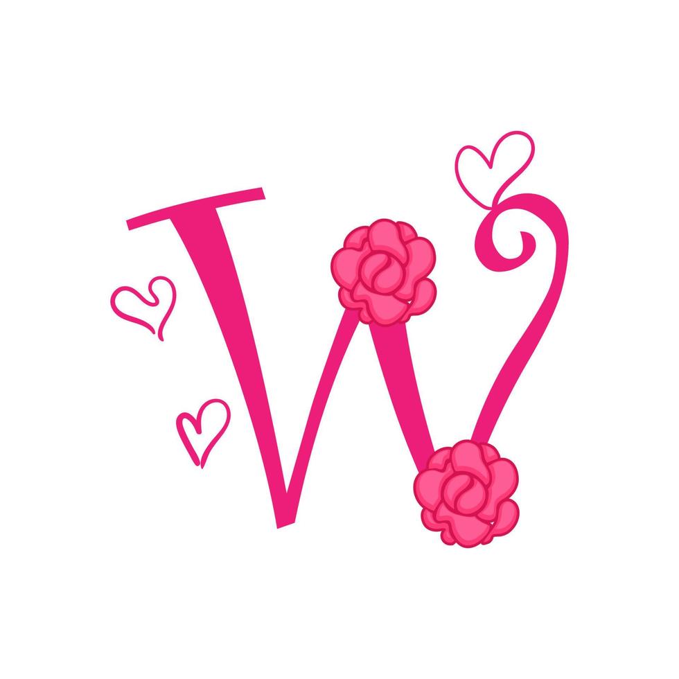 typografie vector illustratie valentijn, bloem, liefde in roze kleur.