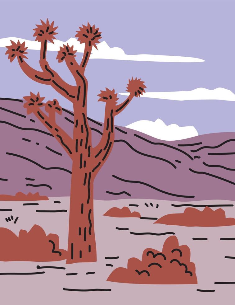 Joshua boom nationaal park in zuidoostelijk Californië wpa poster lijn kunst vector