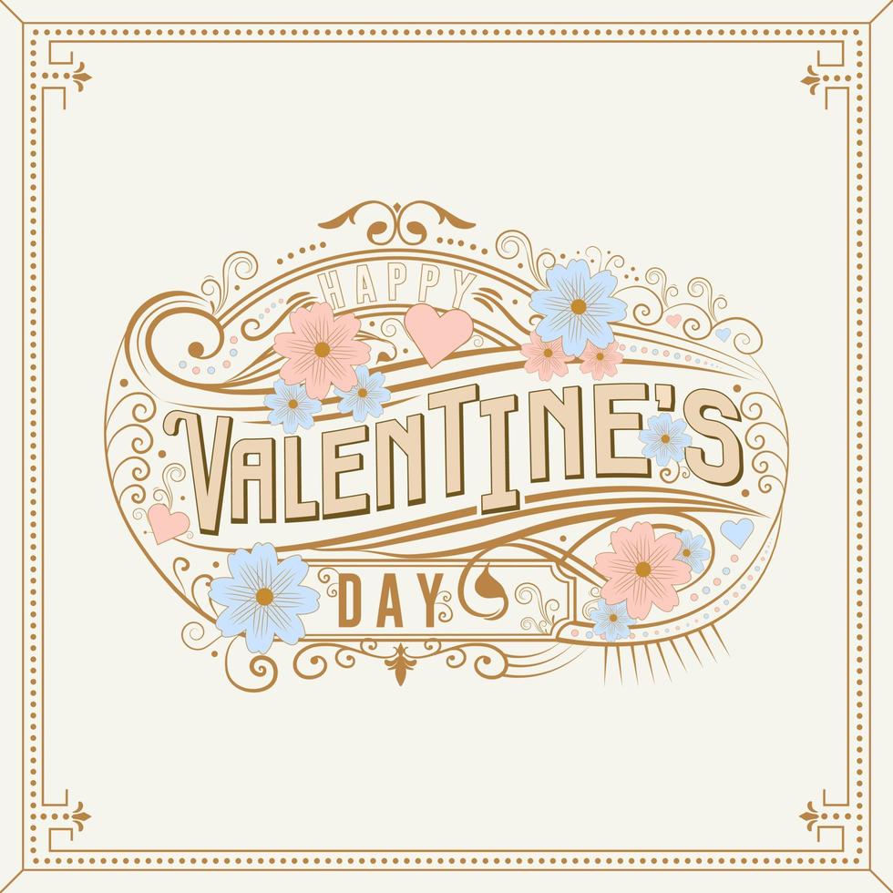 gelukkig Valentijnsdag dag mooi wijnoogst tekst, hand- belettering typografie poster wit achtergrond. vector illustratie. romantisch citaat ansichtkaart, kaart, uitnodiging, banier sjabloon.