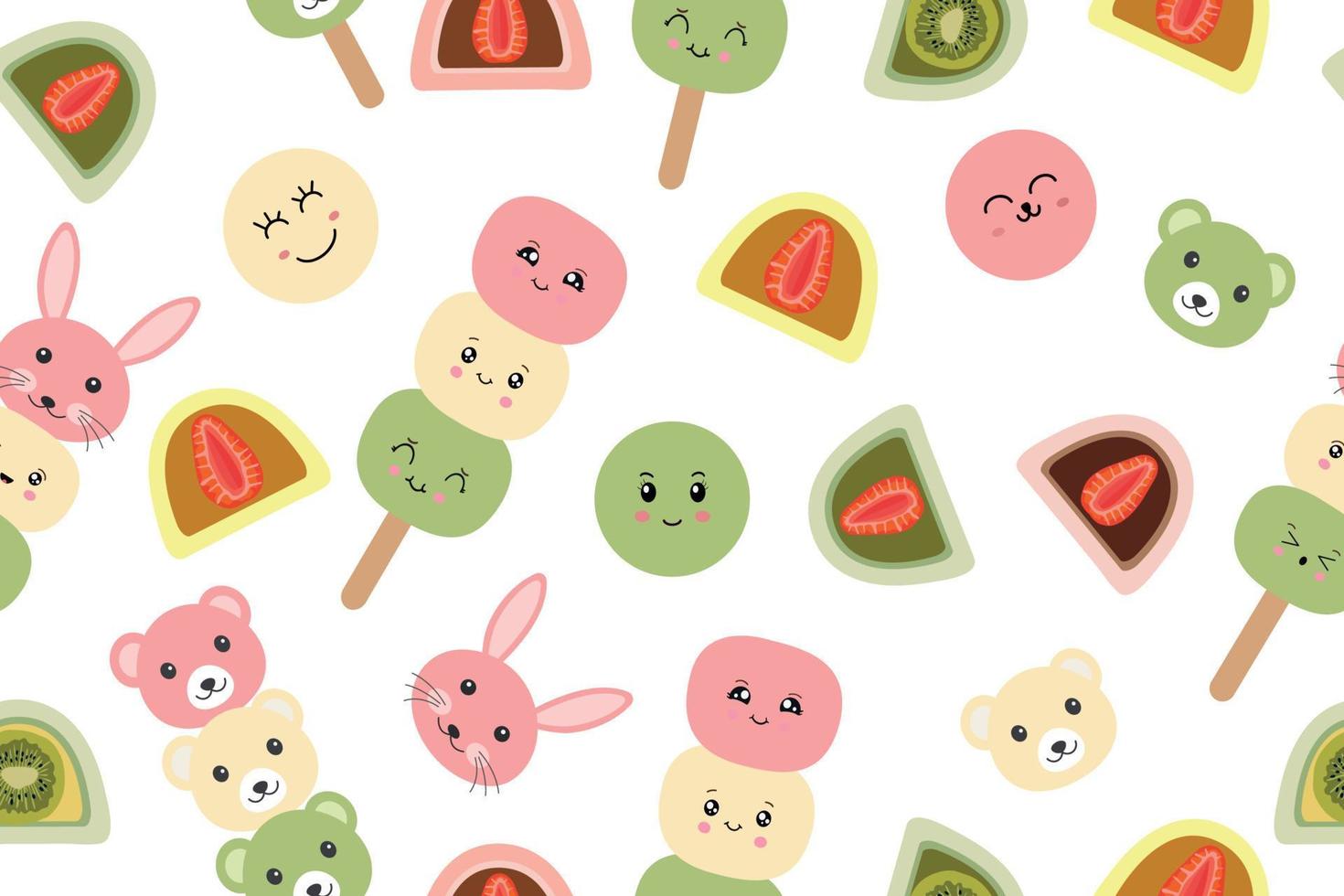 achtergrond van traditioneel Japans nagerecht. dango en daifuku. vector illustratie.