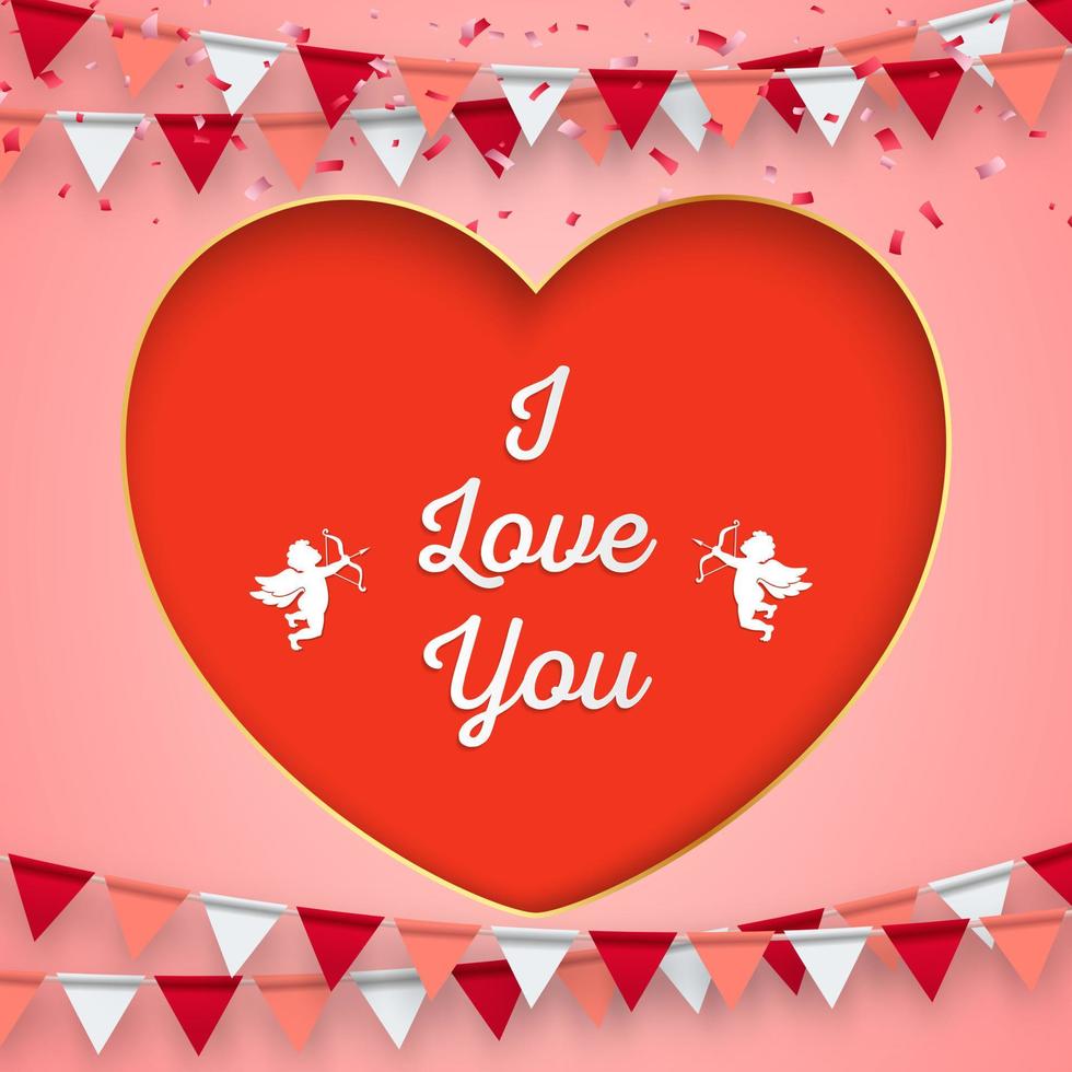 gelukkig valentijnsdag dag achtergrond met een hart vorm papercut concept. vector symbolen van liefde voor gelukkig vrouwen, moeder, Valentijnsdag dag, en verjaardag groet kaart ontwerpen.