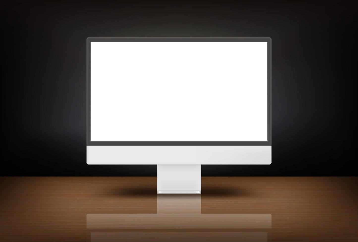 persoonlijk computer met blanco scherm en reflectie. 3d vector mockup