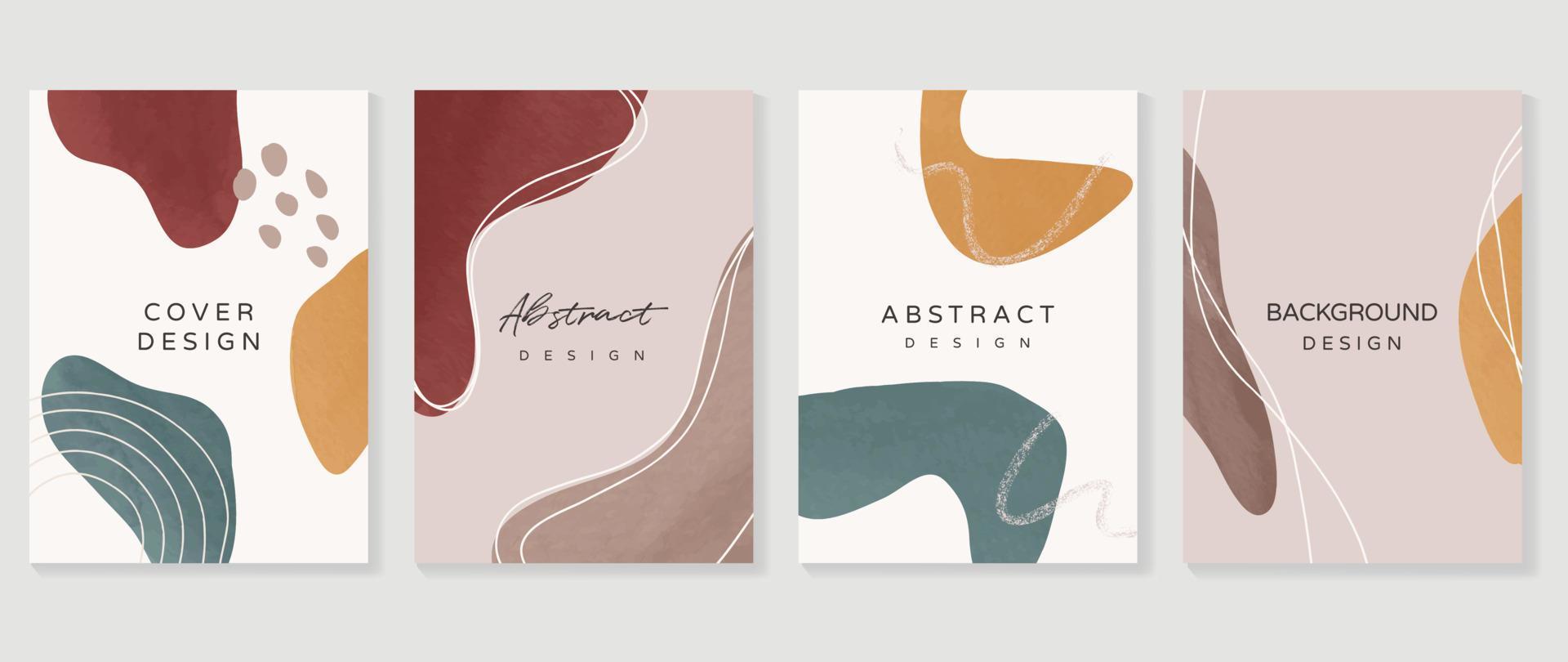 abstract ontwerp Hoes reeks vector illustratie. creatief achtergrond sjabloon met aarde toon waterverf biologisch vormen en lijn kunsten. ontwerp voor groet kaart, uitnodiging, sociaal media, poster, spandoek.