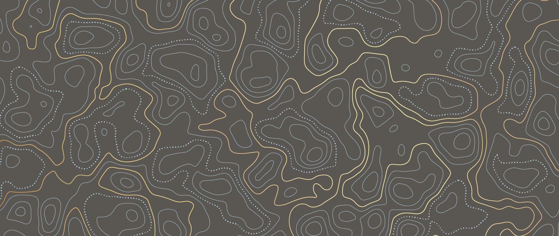 luxe goud abstract lijn kunst achtergrond vector. berg topografisch terrein kaart achtergrond met goud lijnen textuur. ontwerp illustratie voor muur kunst, kleding stof, verpakking, web, banier, app, behang. vector
