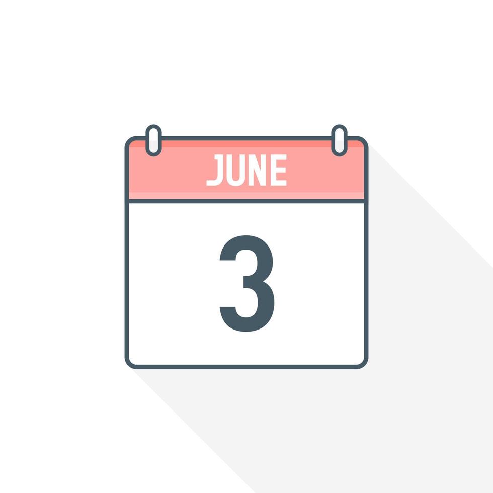 3e juni kalender icoon. juni 3 kalender datum maand icoon vector illustrator