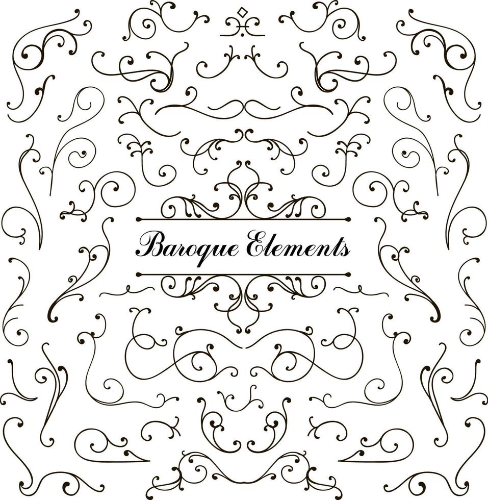 set van kalligrafische bloemen ontwerpelementen en pagina decoratie, swirl vintage collectie. vectorillustratie. vector