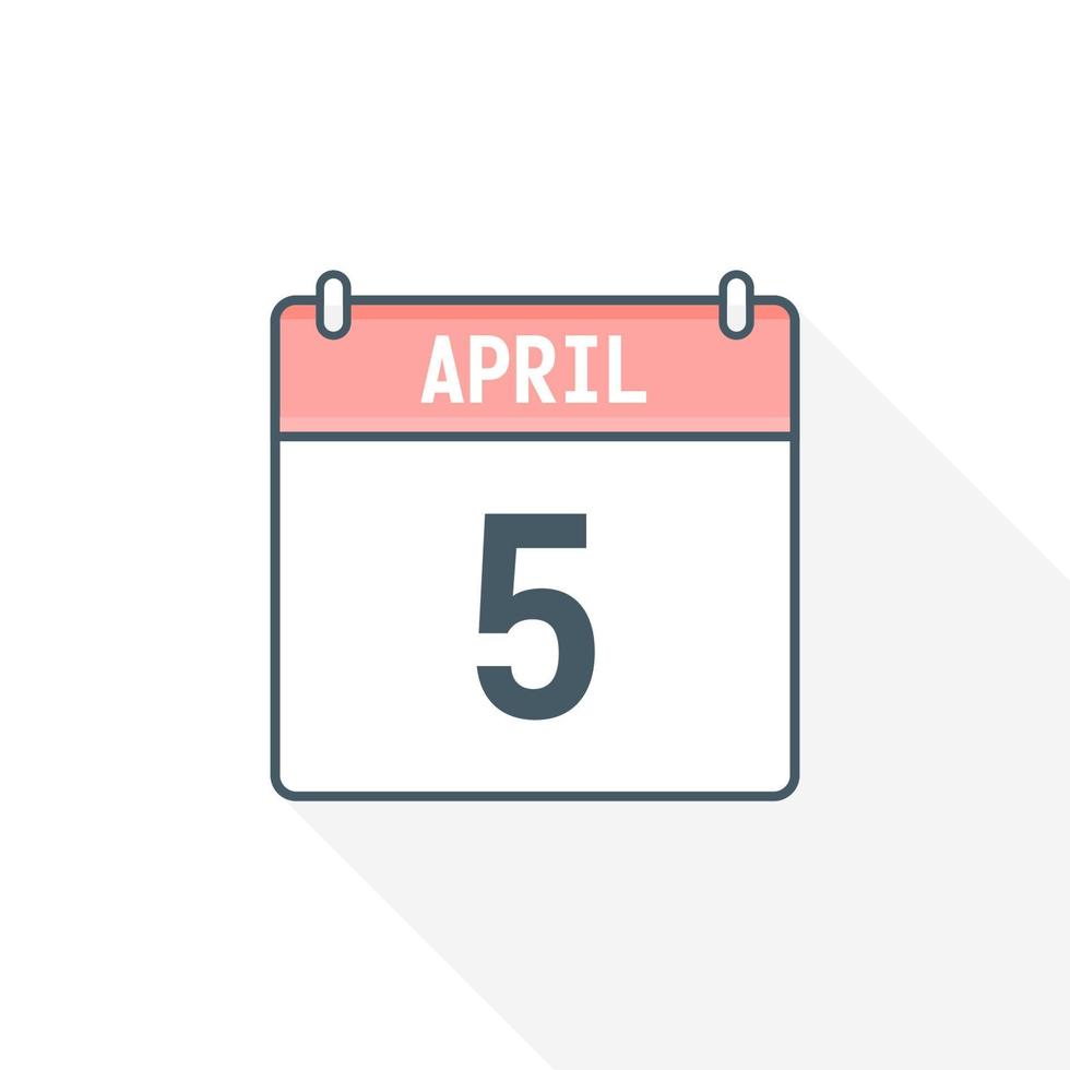 5e april kalender icoon. april 5 kalender datum maand icoon vector illustrator