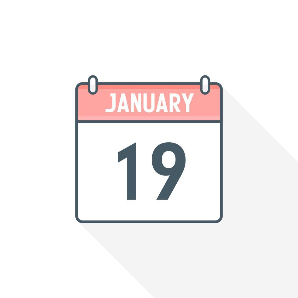 19e januari kalender icoon. januari 19 kalender datum maand icoon vector illustrator