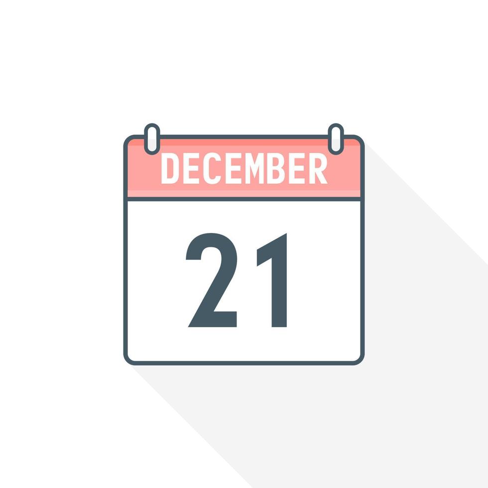 21e december kalender icoon. december 21 kalender datum maand icoon vector illustrator