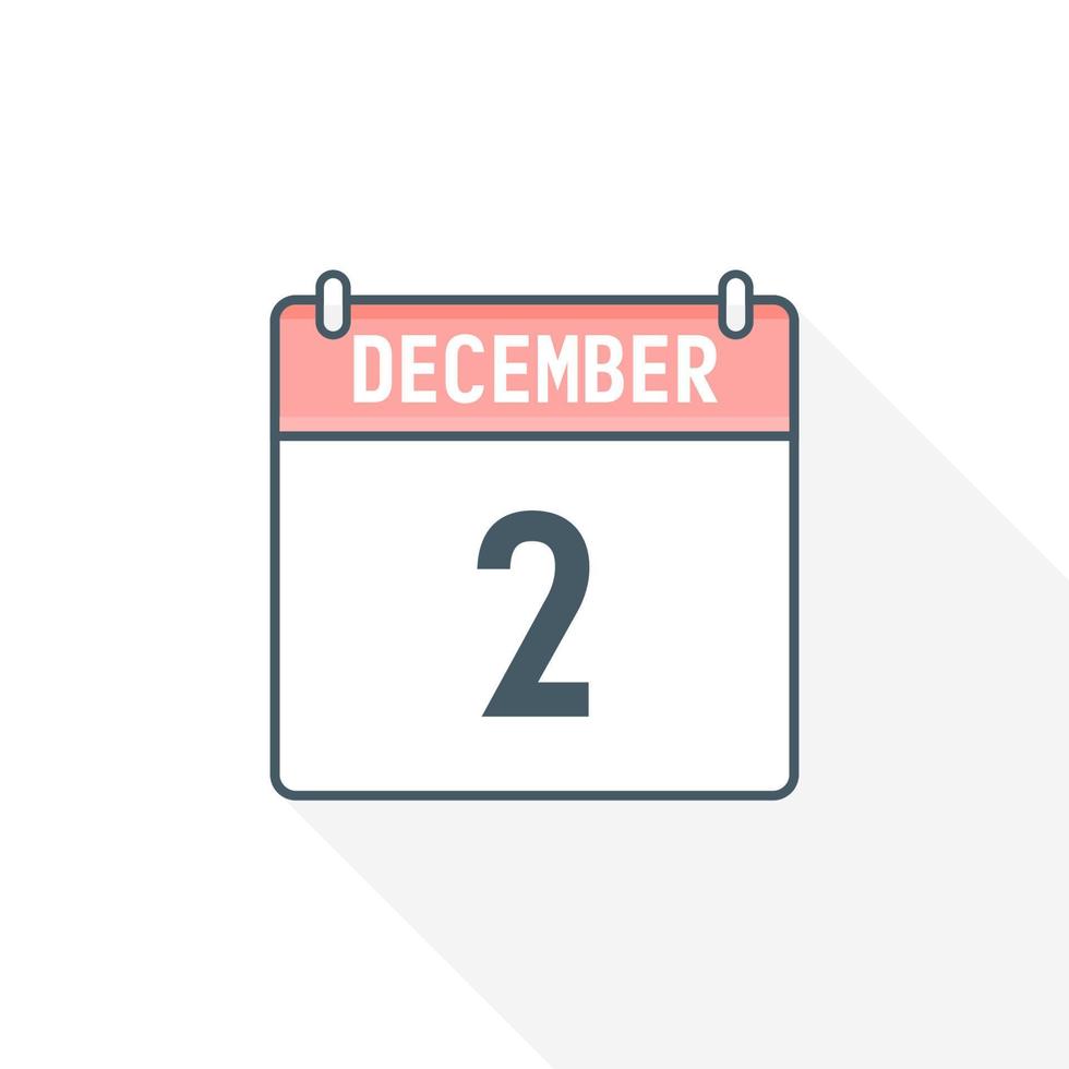 2e december kalender icoon. december 2 kalender datum maand icoon vector illustrator
