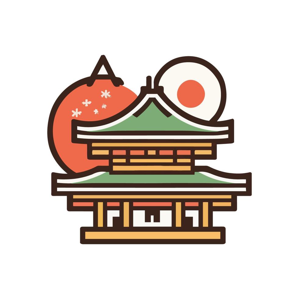 Japan beroemd mijlpaal pictogrammen. vector illustraties.olorful vlak stijl icoon ontwerp