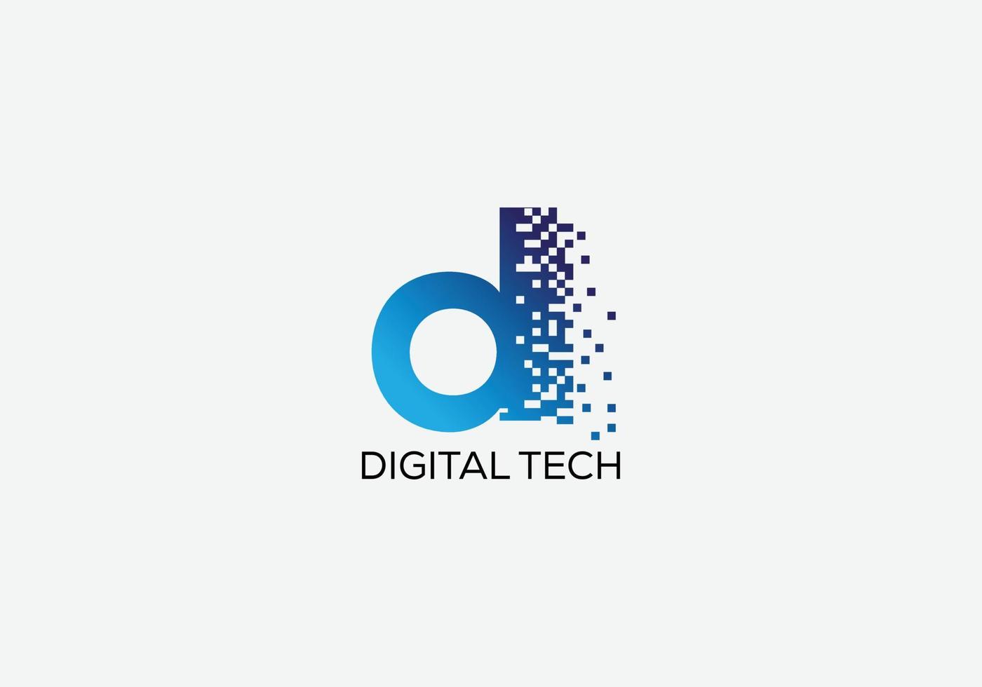digitaal tech abstract d brief modern lettertekens logo ontwerp vector