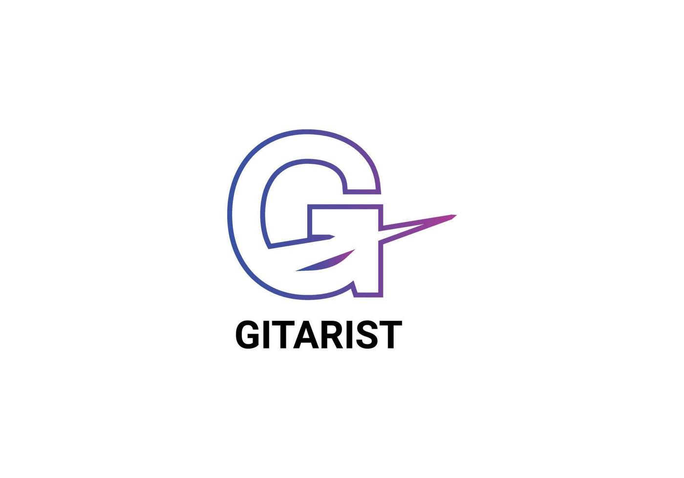 gitarist abstract g brief modern embleem logo ontwerp vector